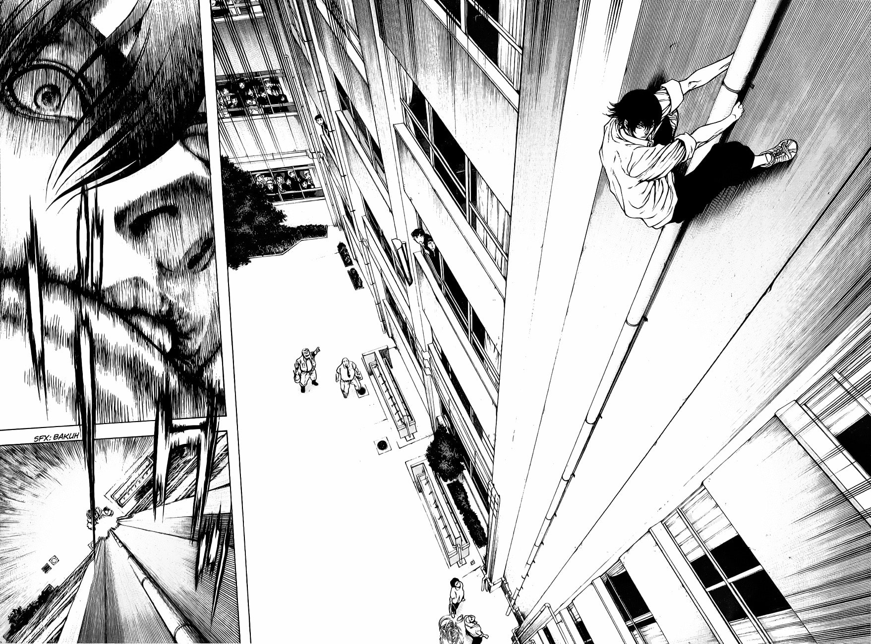The Climber (Kokou no Hito) Manga Chapter 1 page 28 - School Building Ascension scene