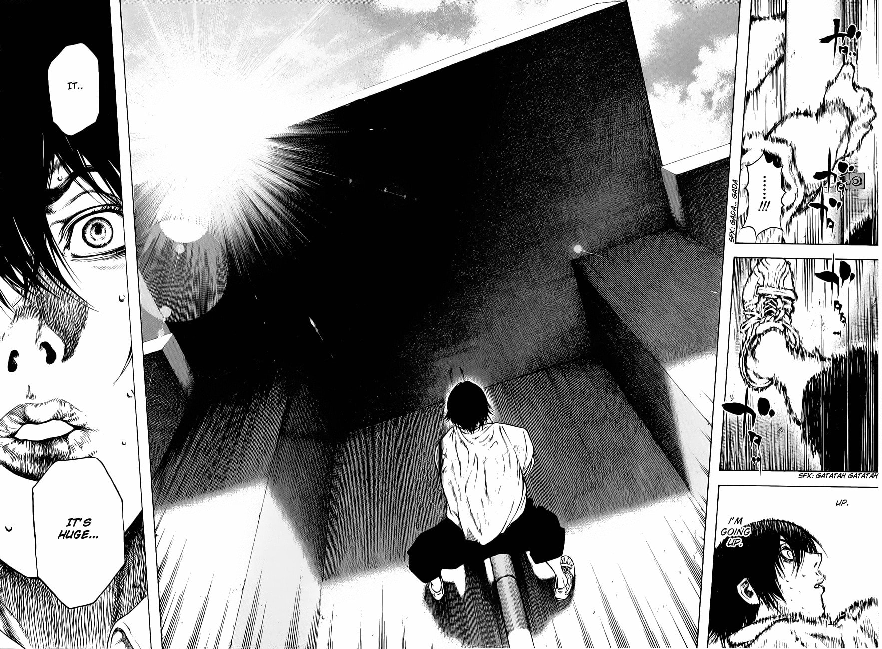 The Climber (Kokou no Hito) Manga Chapter 1 page 29 - School Building Ascension scene