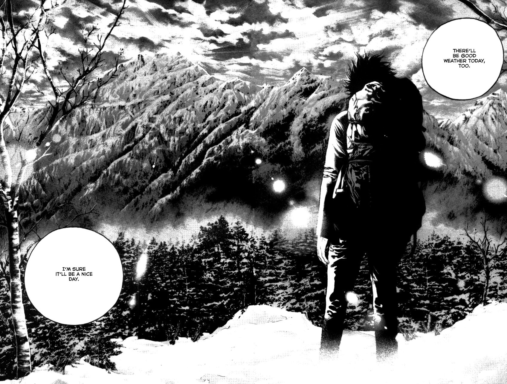 The Climber (Kokou no Hito) Manga Chapter 21 page 20 - Dawn at Yatsugatake scene